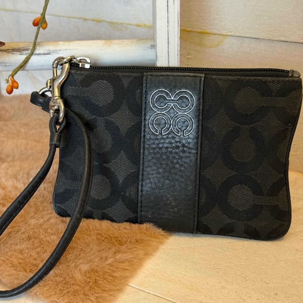 Coach Black Signature Wristlet